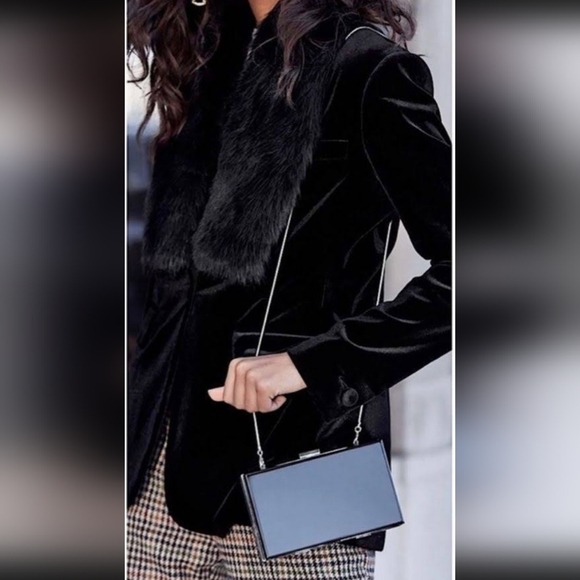 Rachel Zoe Deco Inspired Glossy Black Clutch - Picture 14 of 14